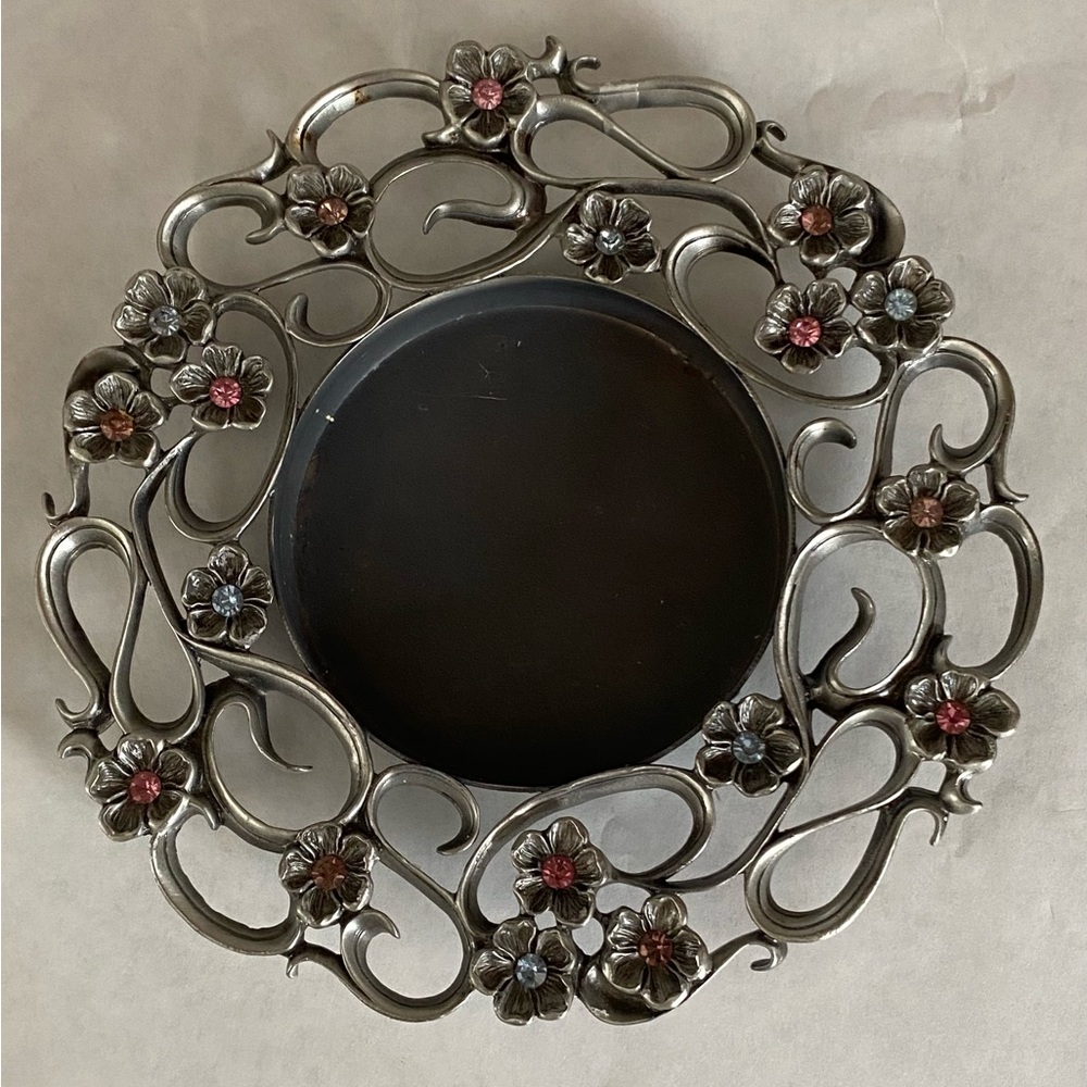 PartyLite Silver Floral Candle Holder